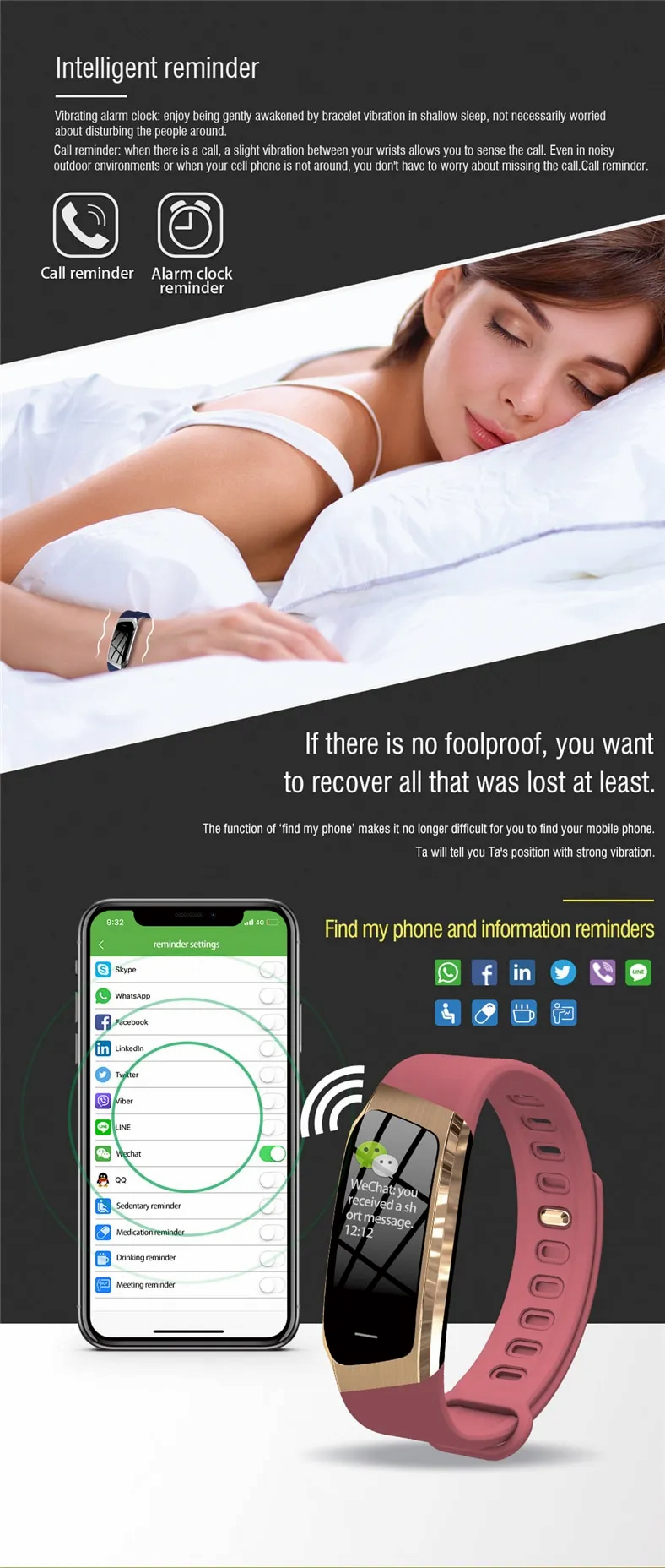 Smart Bracelet – True Color Screen Pedometer & Fitness Tracker