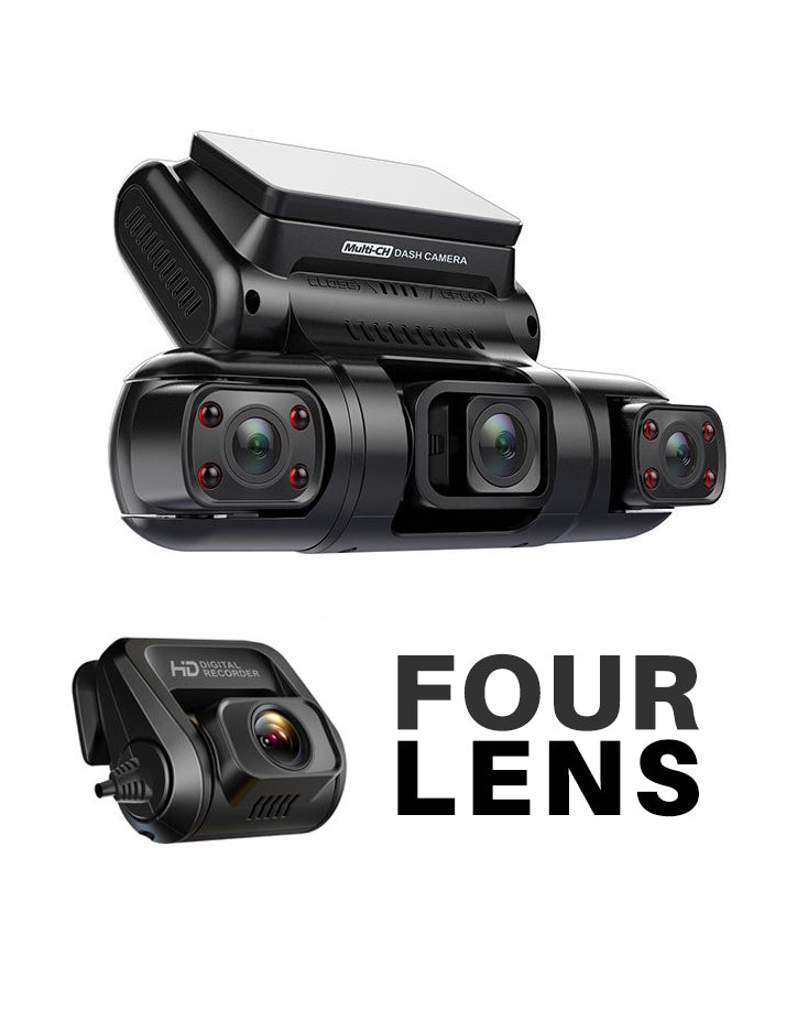YARRAME Dash Cam 3 & 4 Lens HD Night Vision WiFi GPS Wide Angle Car Camera
